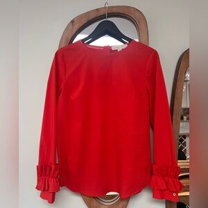 Michael Kors Vibrant Orange Blouse with Ruffled Sleeves